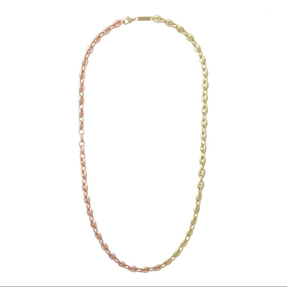 Petite Coffee Bead Necklace in Rose Gold + Gold Split NWT - Picture 1 of 6
